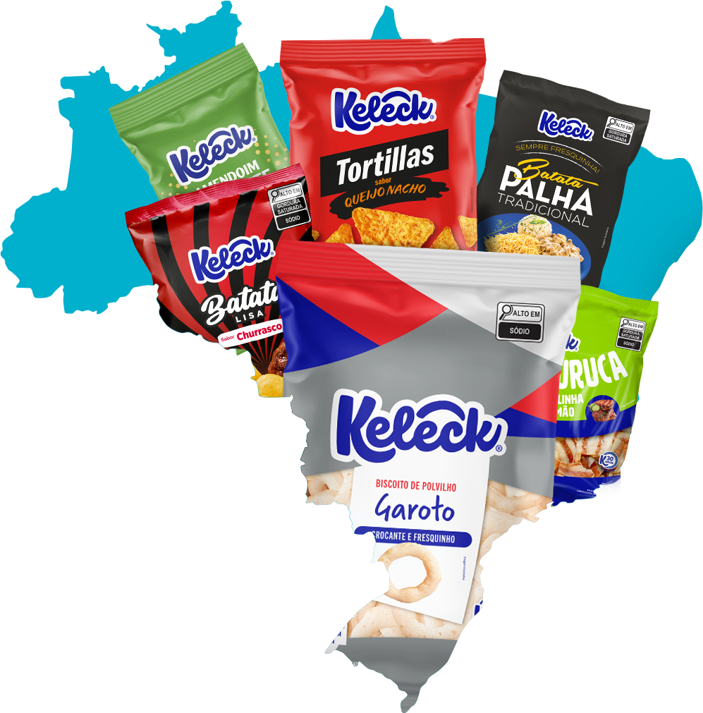 Mapa do Brasil com os produtos Keleck